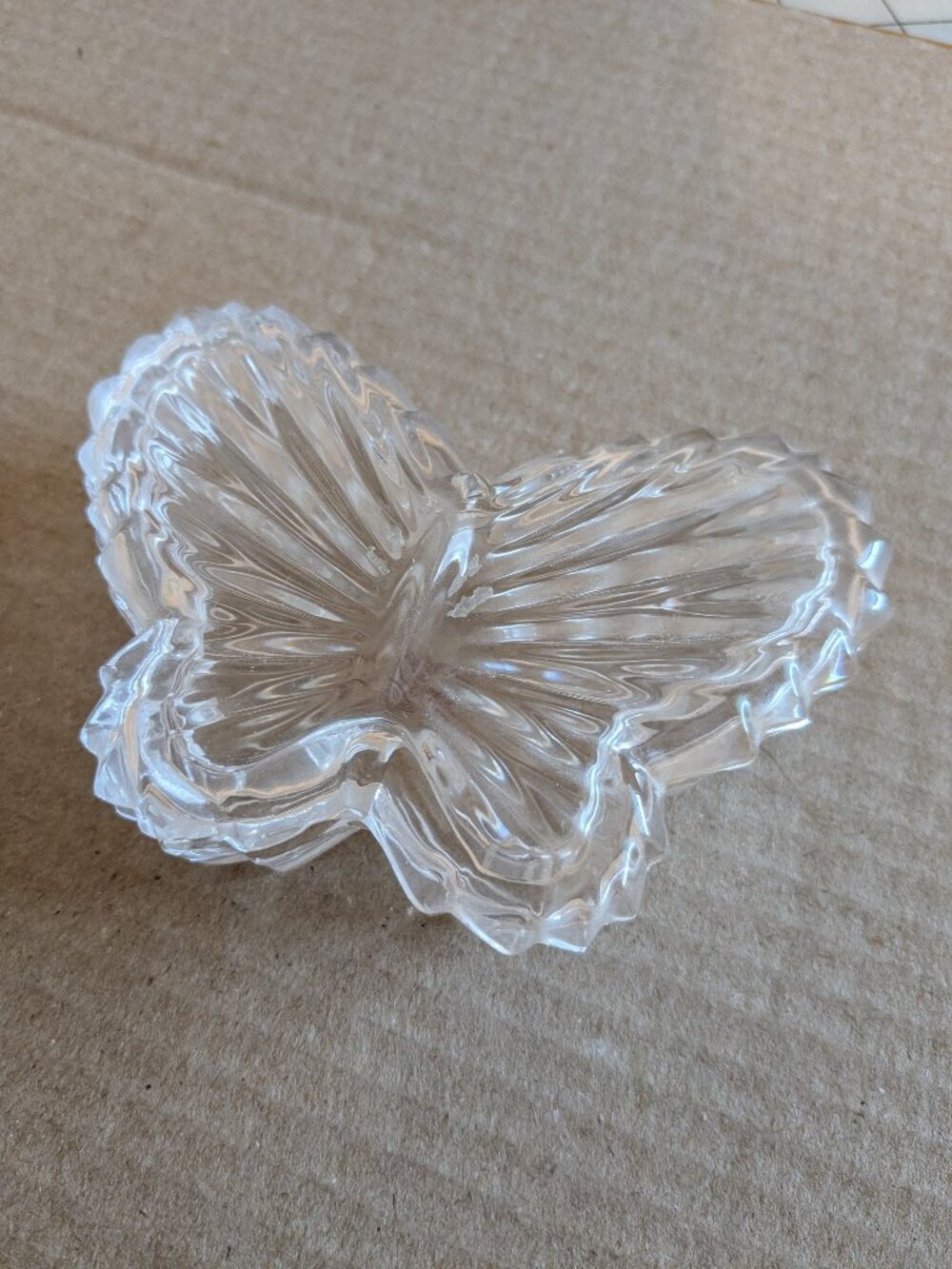 Vintage 24% Lead Crystal Butterfly Trinket Box Yugoslavia